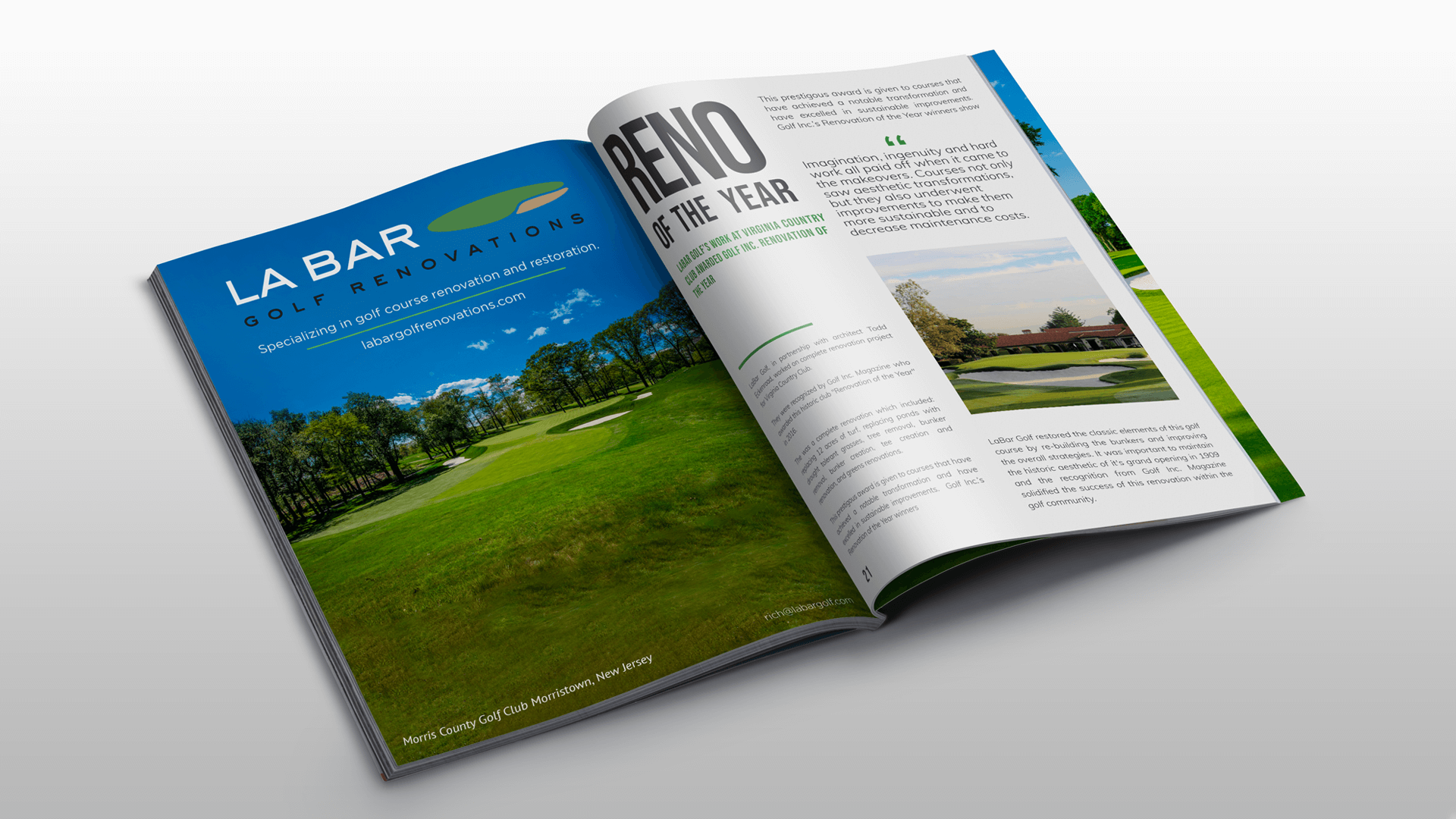 LaBar Golf magazine ad graphic design renovation of the year