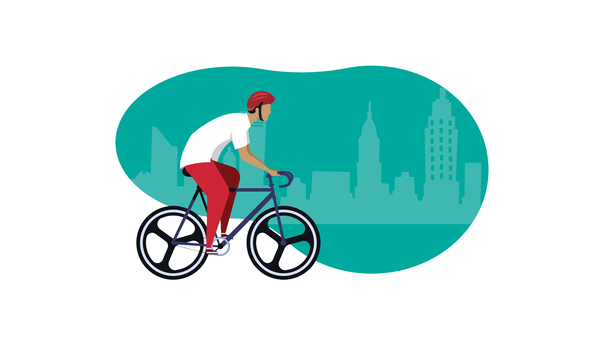 man biking through city as low-risk summer activity during coronavirus