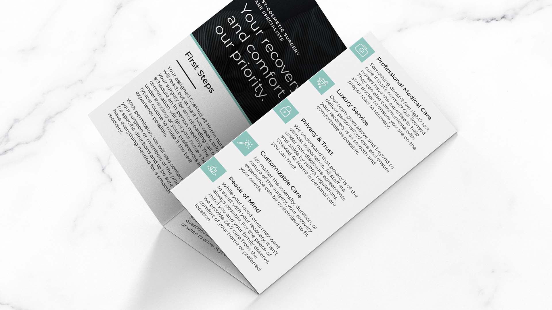 Cosmed brochure outlining 5 pillars of excellence