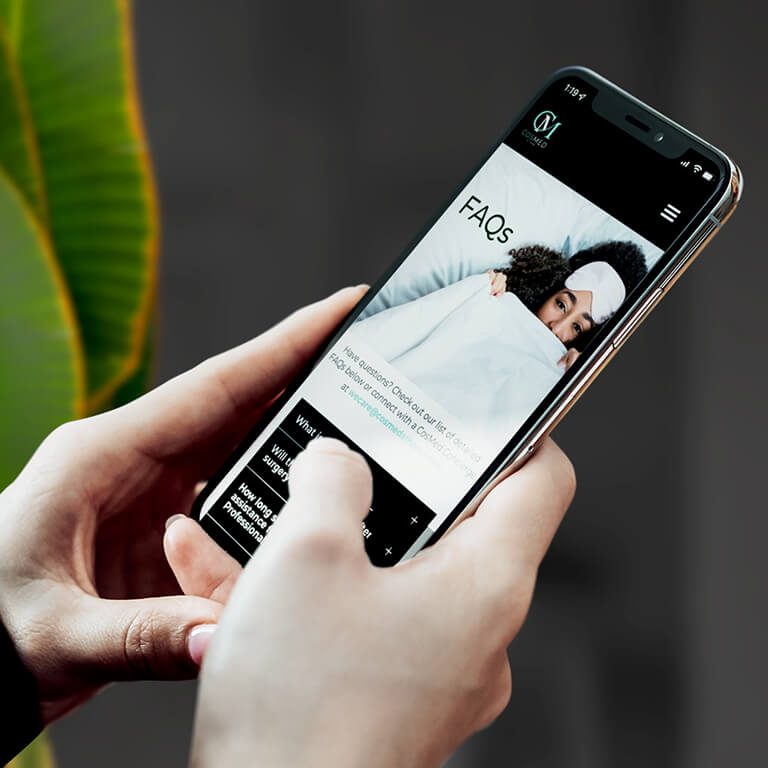 Cosmed website displayed on smartphone