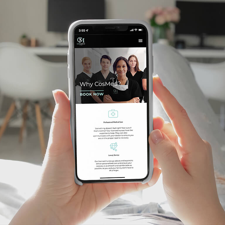 Cosmed website displayed on smart phone